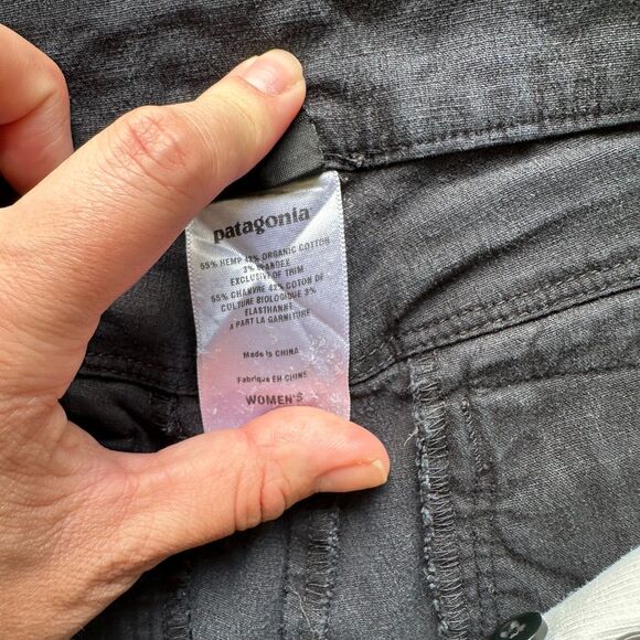 Patagonia Cropped Pants Size 6 Black Hemp Blend Lagenlook - Picture 9 of 16